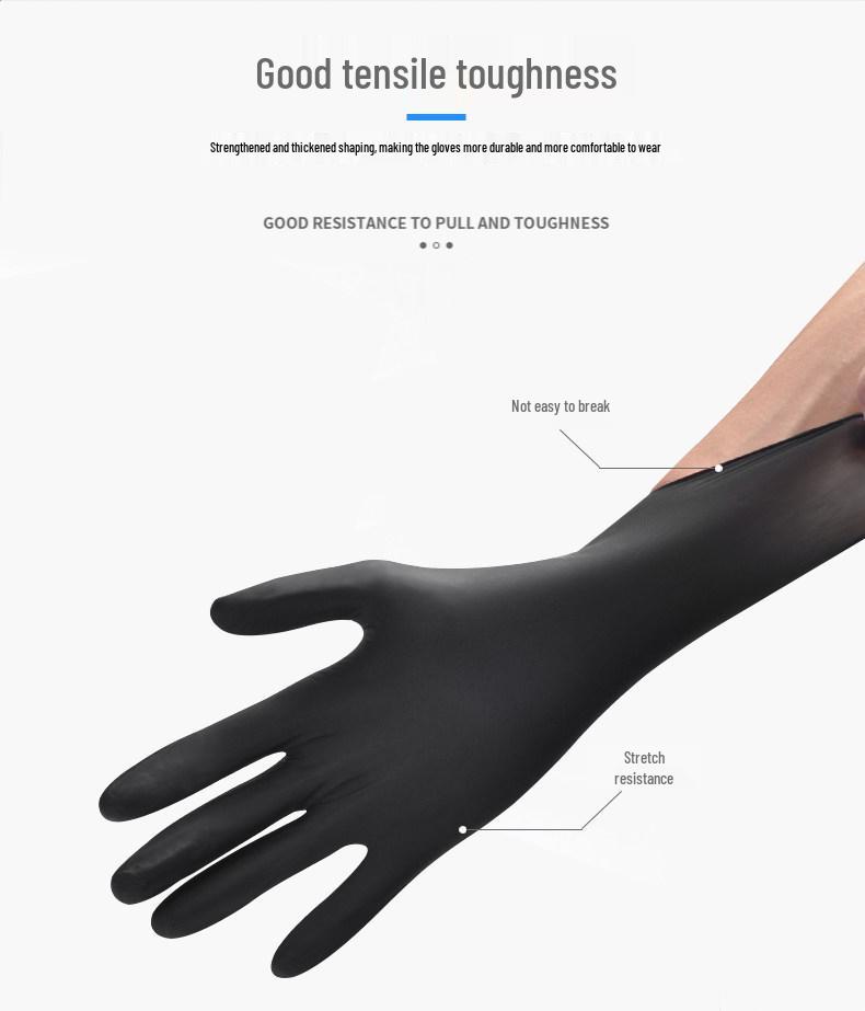 Kaillehhu Black Nitrile Disposable Gloves - Waterproof, Oil-Resistant for Lab, Tattoo, Beauty, and Food Safety