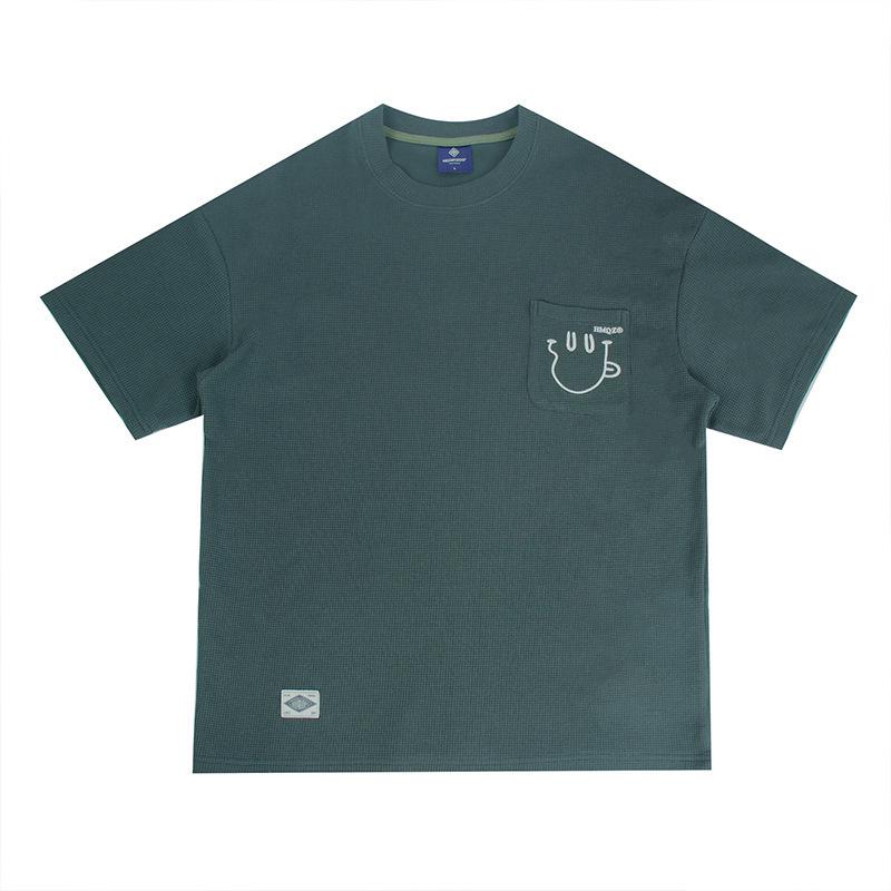 Men's Plus Size Summer Loose Fit Japanese Trend Waffle T-Shirt