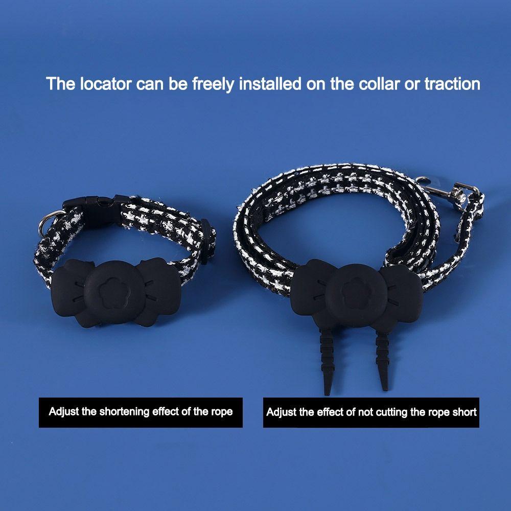Adjustable Dog Cat Positioning Tracker Collar Cover Bow Tie Pet Leash  For Airtag Tracke