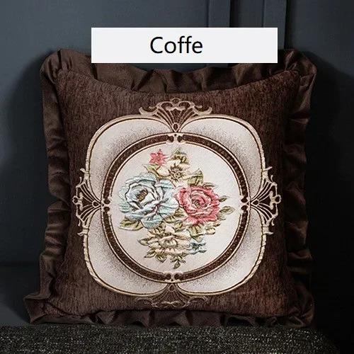 Jacquard Flower Cushion Pillowcase Retro European Style Living Room Sofa Backrest High Precision Embroidery Cushion Cover 45*45