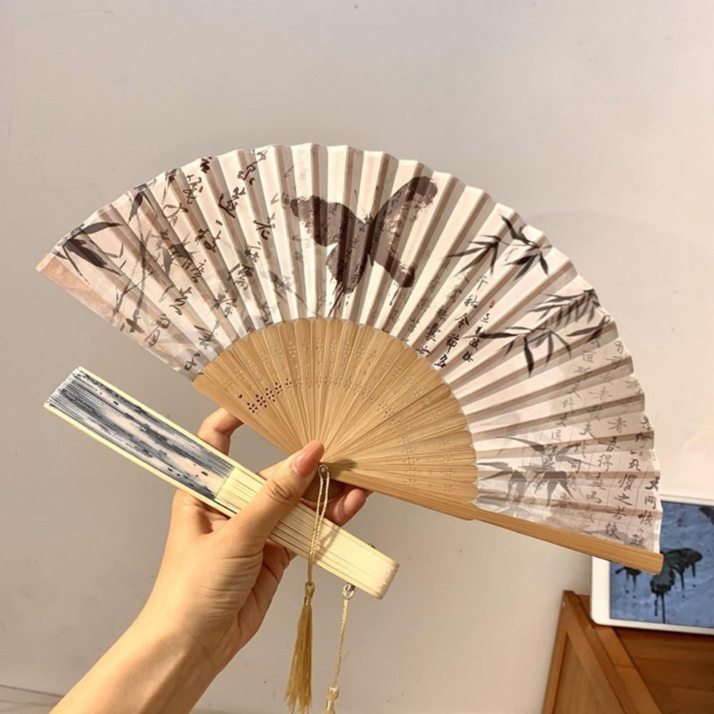 with Tassel Folding Fan Art Craft Woman Fans Vintage Folding Hand Fan Gifts