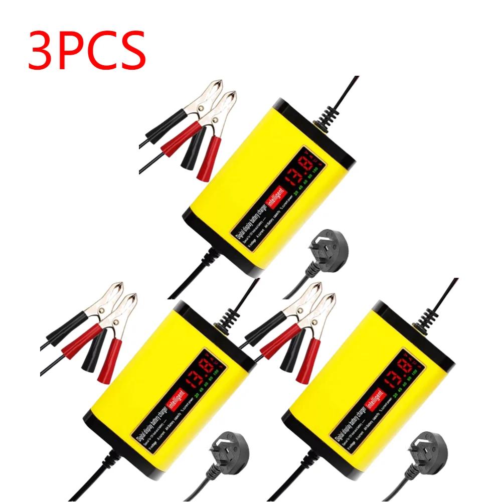 6-1PCS 12V Car Battery Charger 220V 110V LED Display Short Circuit Protection Power Charger Car Charger for Motorcycle EU/US/UK