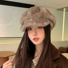 Autumn and Winter Hat Women's New Plush Cap Fashionable Warm Windproof Ear Hat Imitation Fur Octagonal Hat