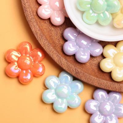 5 Stück 31,3 mm Acryl-Blumenform, Sonnenblume, lose Perlen, kreatives handgefertigtes Material mit Loch für die Schmuckherstellung