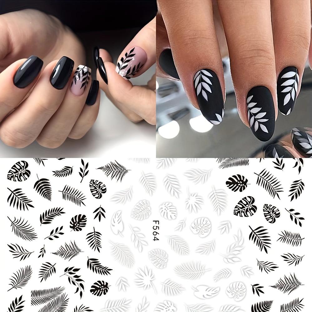 

Black and White Floral Geometric Nail Art Stickers, DIY Manicure Decals