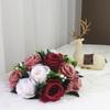 1Pc Outdoor Roman Column Flower Arrangement Pathway Flower Ornaments 15 Rose Green Plants Simulated Flowers, Used for Outdoor Ceremony Decoration