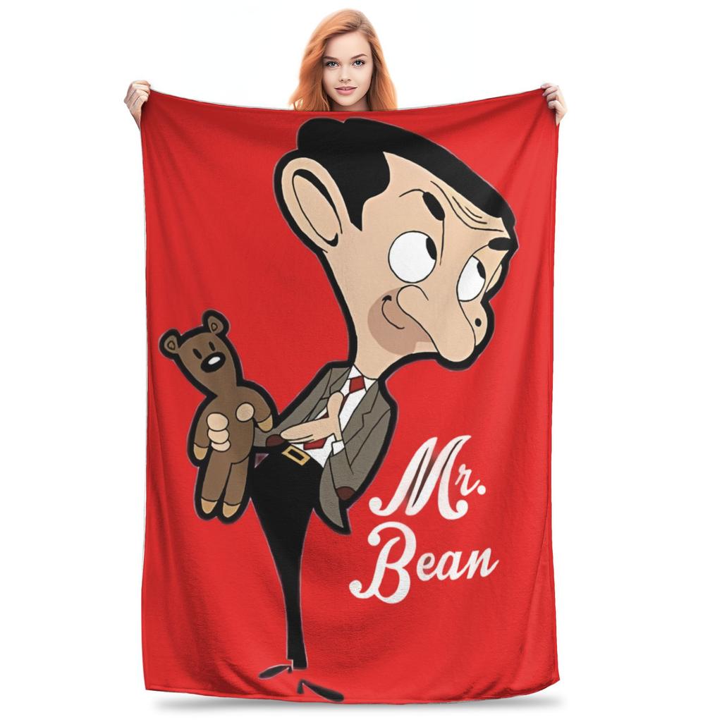 Mr Beans Cartoon Blankets  Plush Funny Warm Throw Blanket for Home Restaurant Spring Autumn,
