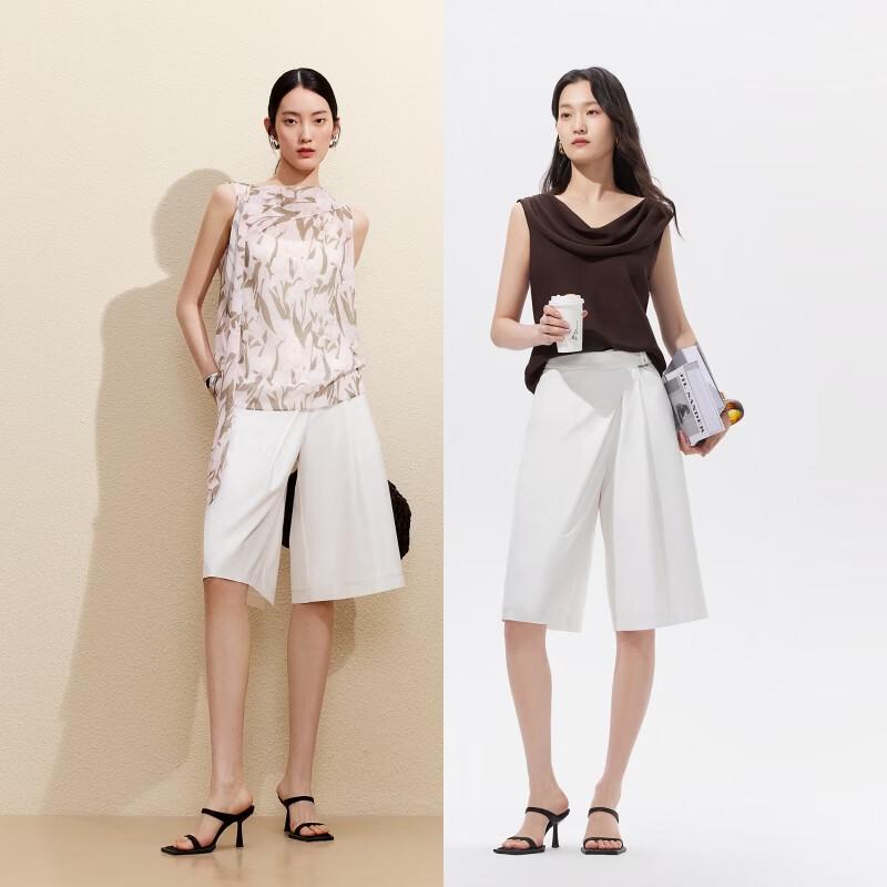 VEROMODA Women's Asymmetrical High-Waist Wide-Leg Shorts