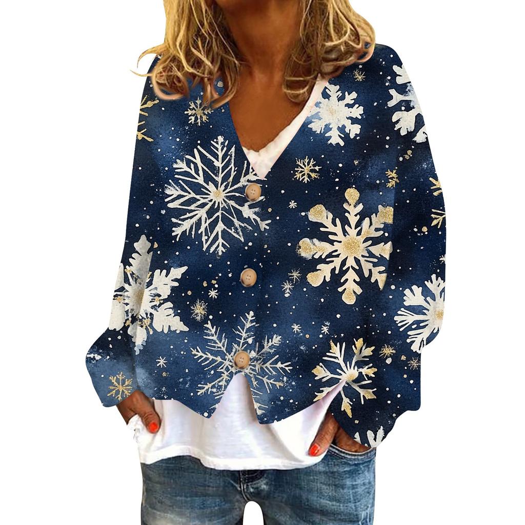 Women's Fashion Short Coat Casual Long Sleeve Printed Single Breasted Plush Top