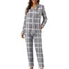 Women's Casual Fashion Plaid Patchwork Print Long-Sleeved Trousers Homewear Set
