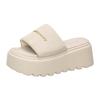 thick-soled one-word slippers for women to wear spring and summer new small casual sandals muffin heightening sandals