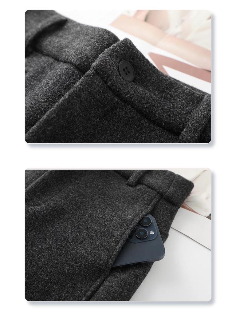 2025 Winter High-Waisted Wool Wide-Leg Pants - Women's Slim Fit, Brown, Flattering Straight-Leg with Drape