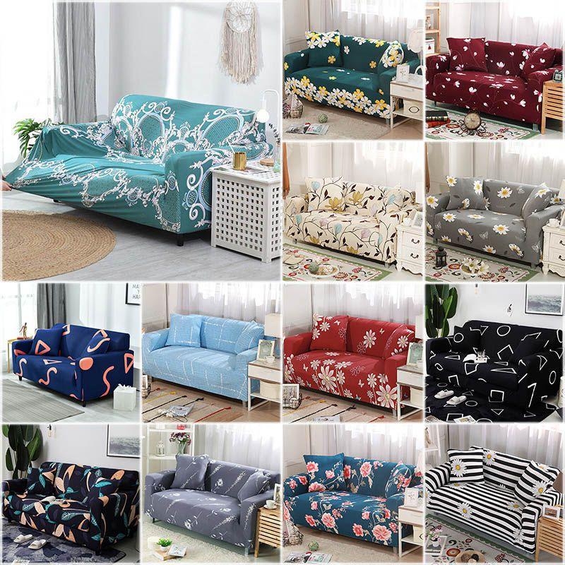 Soft Stretch Elastic Fabric Sofa Cover With Elegant Printed Pattern For 1-4 Seater