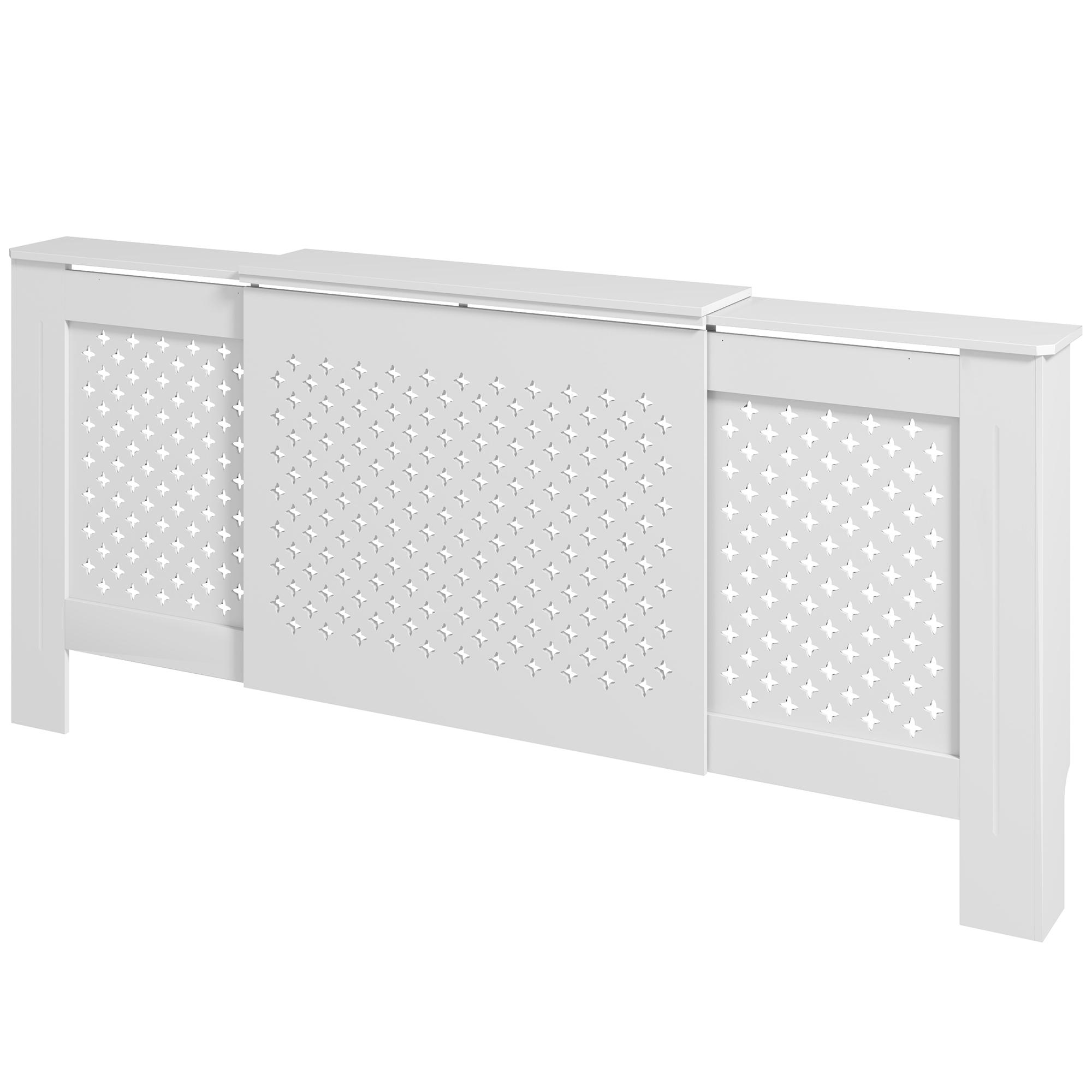 Cache-radiateur réglable Design contemporain Longueur extensible 136 200 X 21,5 X 91,7 cm Blanc