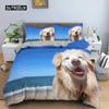 Lovely Animal 3D Bedding Sets White Duvet Quilt Cover Set Comforter Bed Linen Pillowcase King Queen 200*220cm Size Dogs Pets Dog