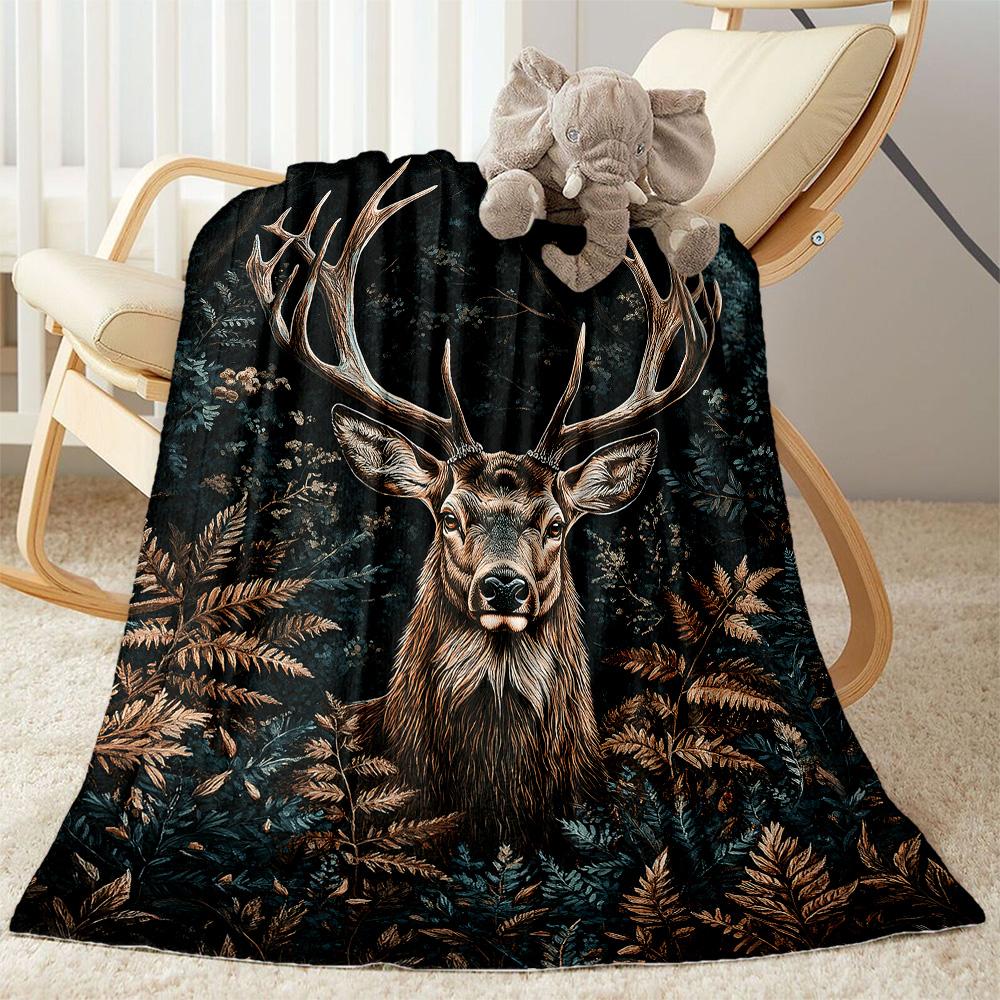 Hirsch im Wald Decken eignen sich für Wohnzimmer, Schlafzimmer, Camping und andere Orte und sind somit eine ideale Wahl für Geschenke.