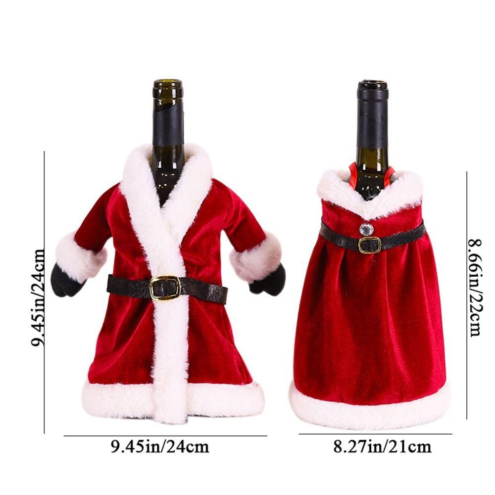 Set Christmas Dinner Table Decor Dress Wine Bottle Cover Wine Bottle Bag New Year Gift Ornament