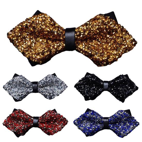 Bow Tie Sparkling Rhinestones Decor Sharp Corner Design Bow Tie Weddings Business Parties Suit Accessories