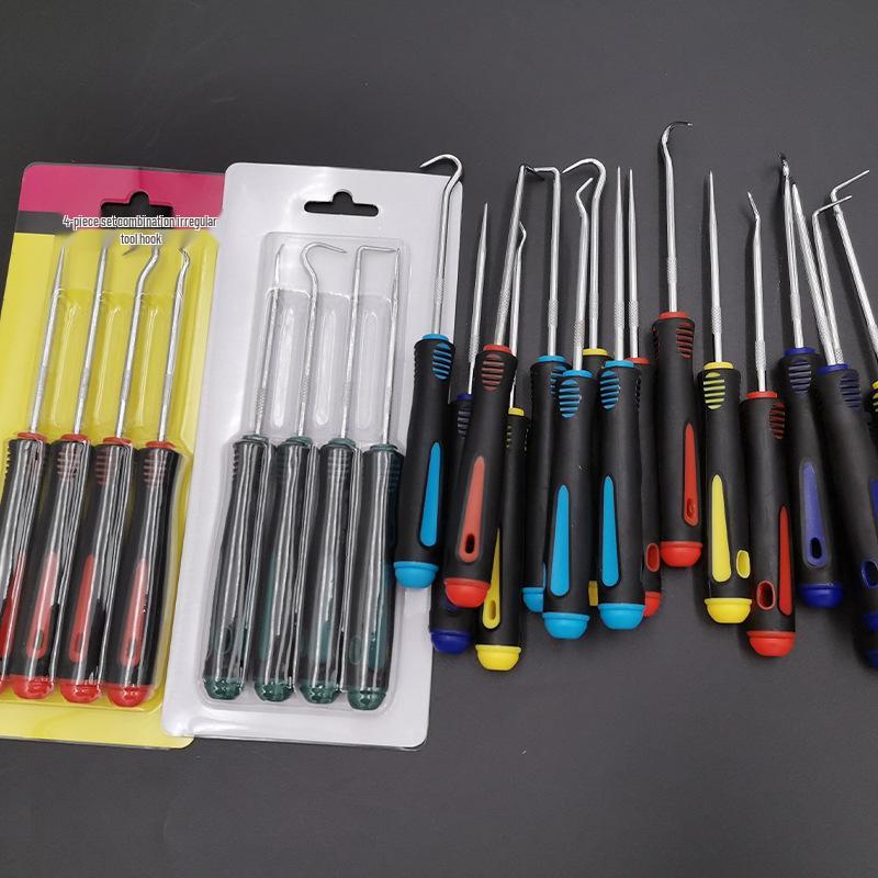 4-Piece Oil Seal Hook Set: Tire Repair & O-ring Puller Removal Tools