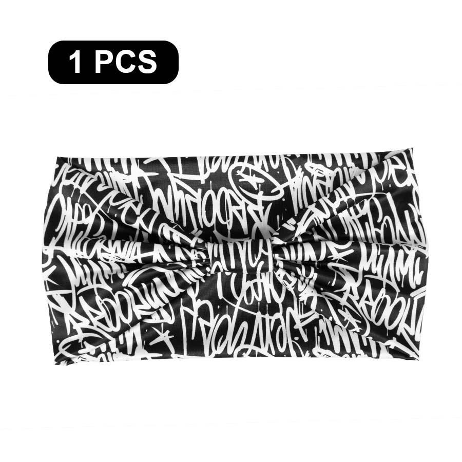 Women s Cross Punk Graffiti Sweat-Wicking Yoga and Cycling Headband чёрный