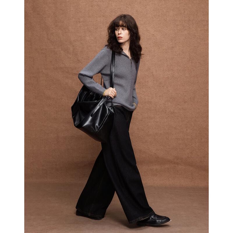 Women's Hooded Half-Zip Color Block Knit Sweater