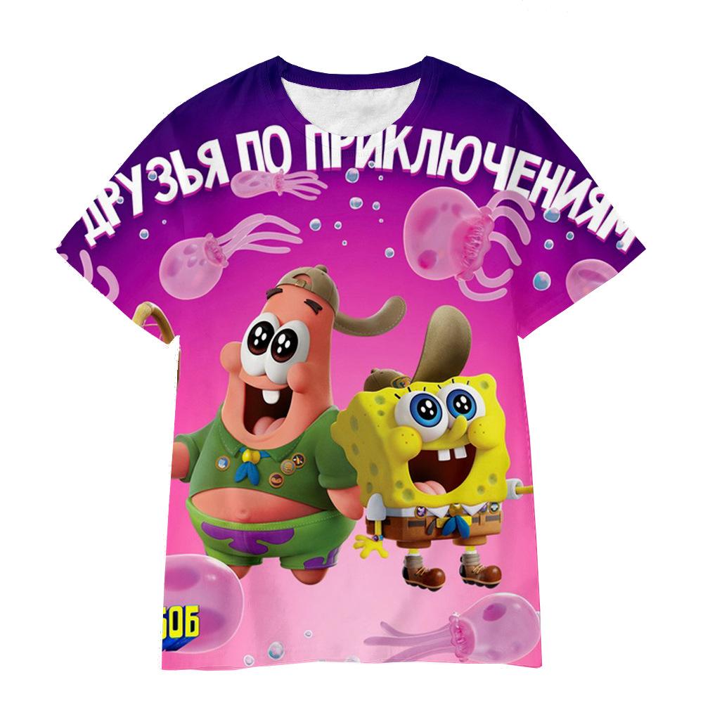 

Summer Round Neck 3D SpongeBob SquarePants Printed T-shirts Fashionable Casual Short Sleeved Children s Boy and Girl Kids Unisex T-shirts 170