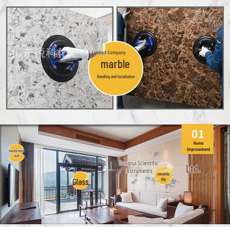 Manual Metal Vacuum Suction Cup Pump, 8/9 Inch, High Suction Power for Glass and Tile Handling.