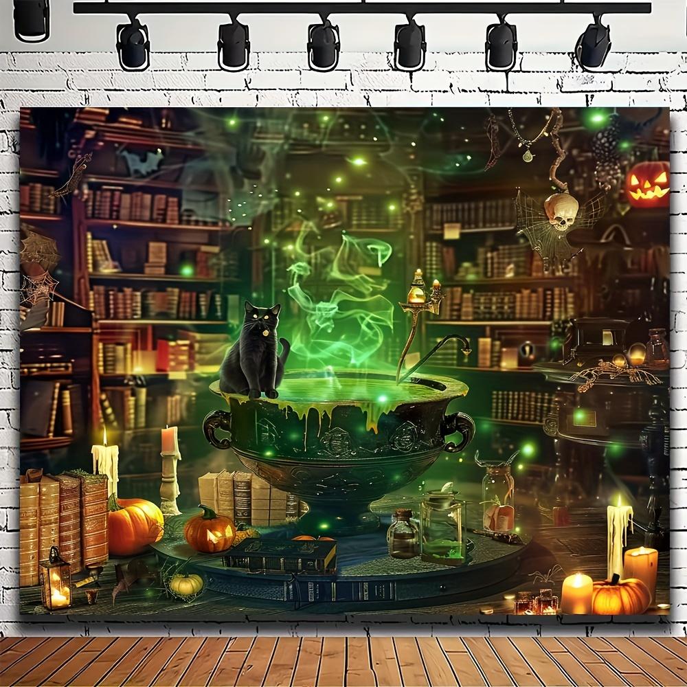 One 2D Flat Halloween Magic Witch Kitchen Polyester Background Suitable for Room and Halloween Decoration