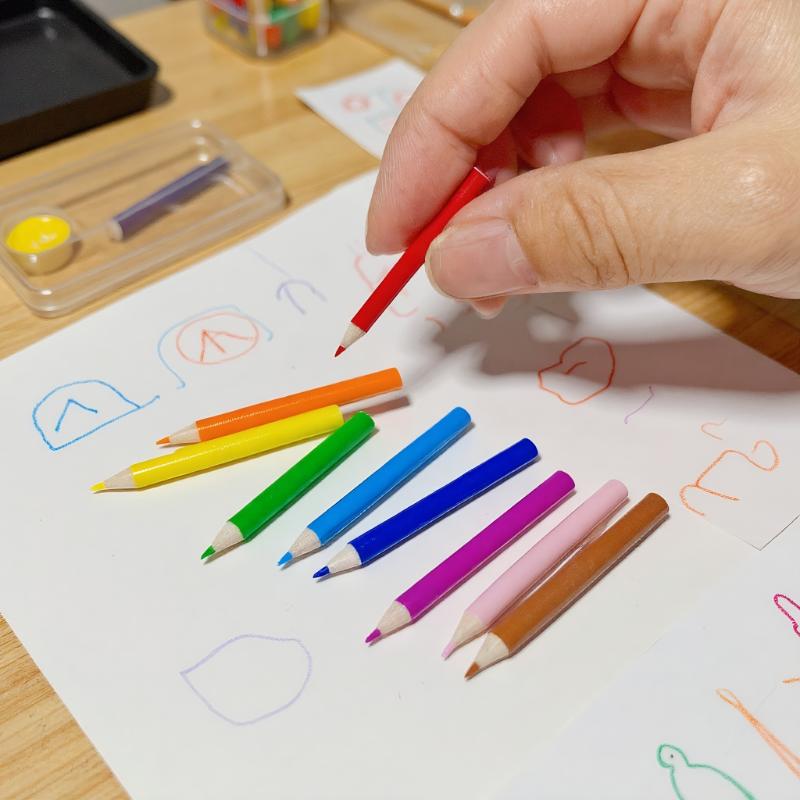 Mini Colored Pen Pencil Model 10/12Pcs Dollhouse School Supplies Doll House Decoration Kids Toys