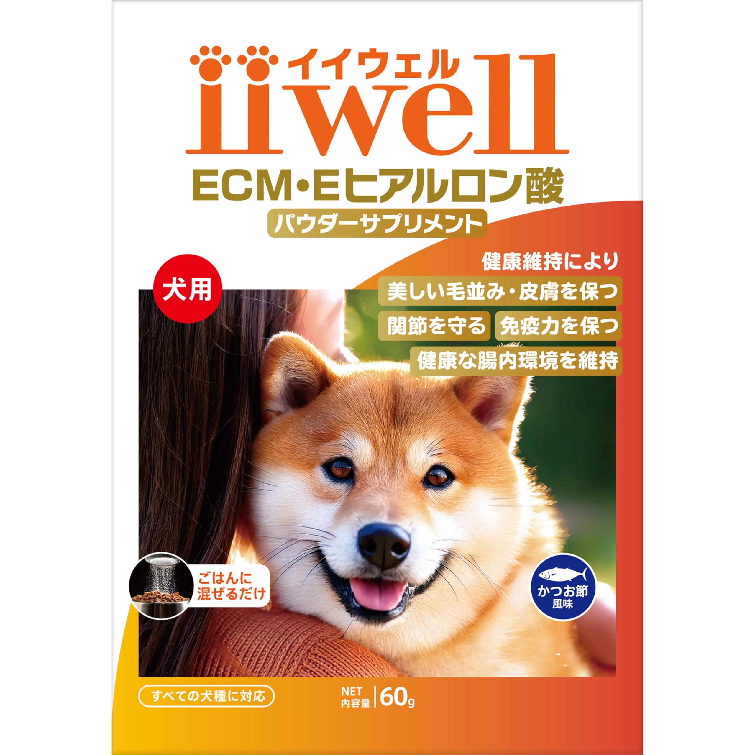 

Iiwell Hyaluronic Acid Powder Supplement for Dried Bonito Flavor ECM E Dogs, оранжевый