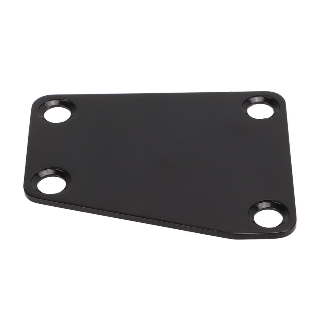 Electric Guitar Neckplate Trapezoidal Metal Neck Plate with Screw for Replacement Black