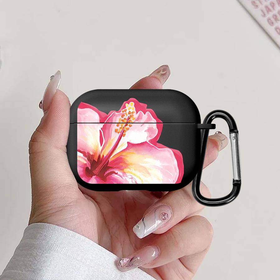 Case For Airpods Pro 2 Pro3 1 3 4 Pro2 Earphone Cases Cover Pink Hibiscus Flower