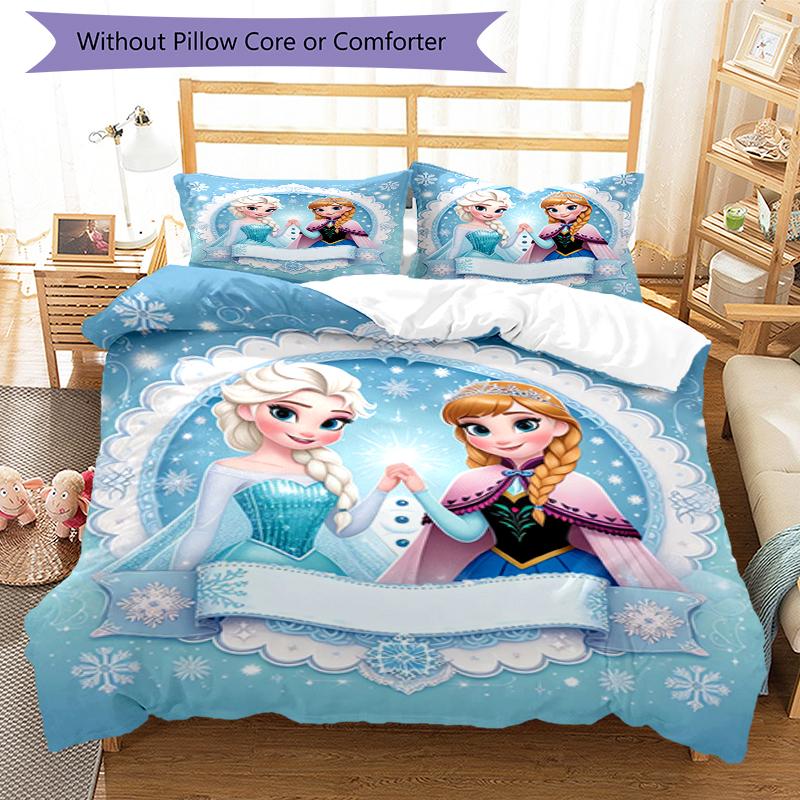 3pcs Elsa Bedding Set Duvet Cover Closure Includes 1 Duvet Cover & 2 Pillowcases, Soft and Comfortable for All Seasons.