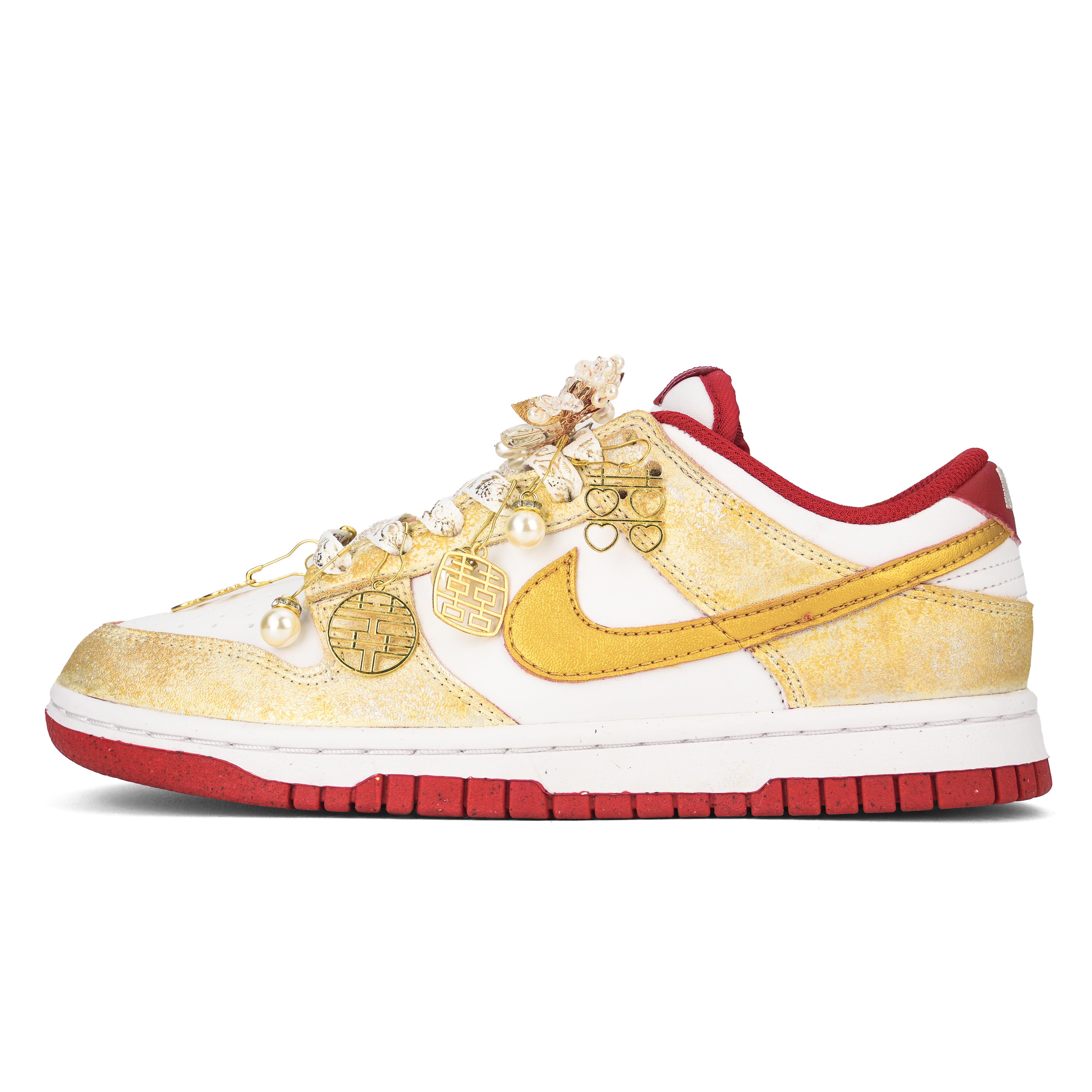 

Nike Dunk Wedding Shoes Abrasion Resistant Slip Resistant Low top Skateboard Shoes Unisex Gold DD1873-116(Team318-) 39