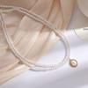 Choker Necklace Double Layers Faux Pearls Jewelry Adjustable Retro Clavicle Chain for Wedding Party Banquet Prom