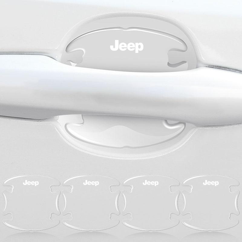 Bilkaross Anti-kollisionsskyddslist Auto Dörrhandtagsskål Klistermärke mot repor för Jeep Compass Tillbehör Renegade Wrangler Gladiator Cherokee JL