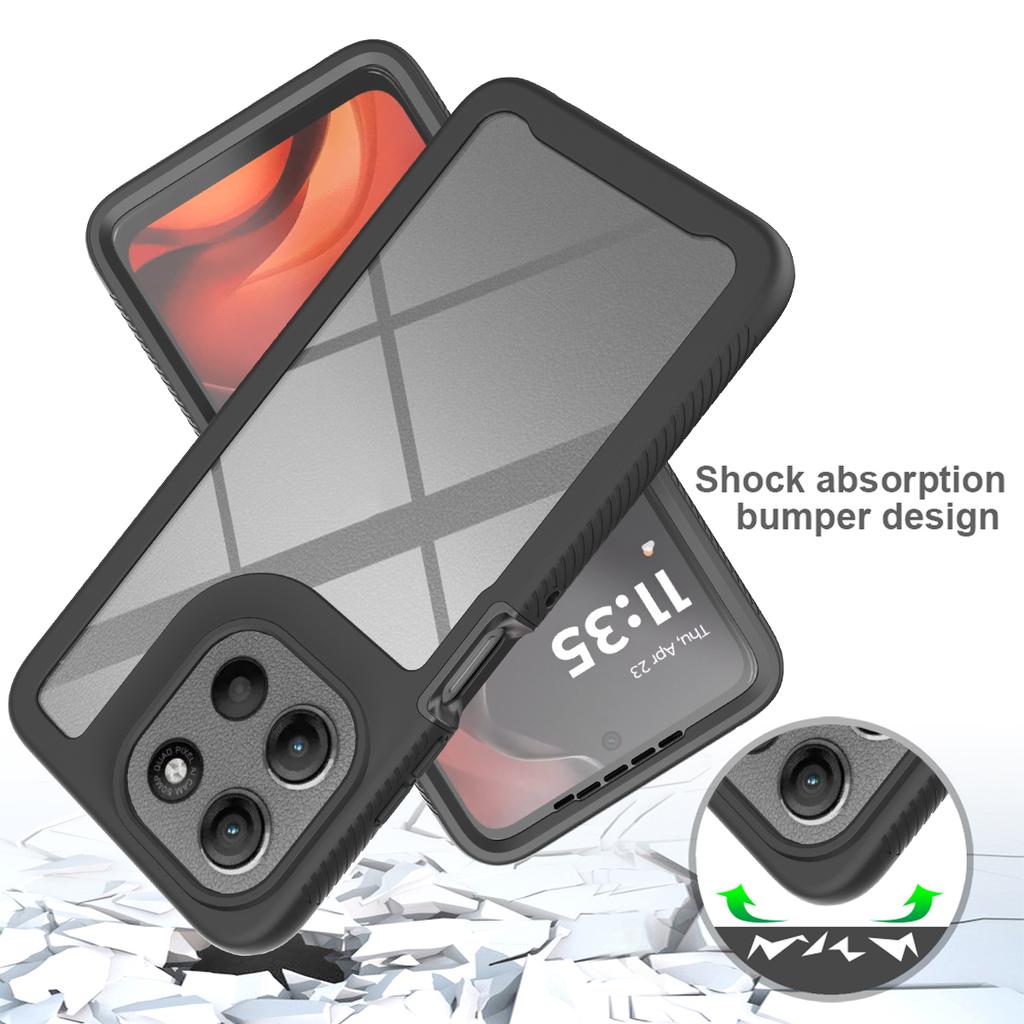 Clear Case for Motorola Moto G56 5G PC+TPU Phone Back Cover with PET Screen Film