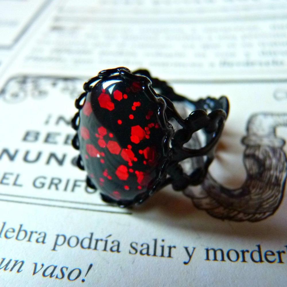 New Gothic Blood Cameo Rings For Women Girls Fashion Witchcraft Jewelry Accessories Gift Mystery Venom Vampire Adjustable Ring