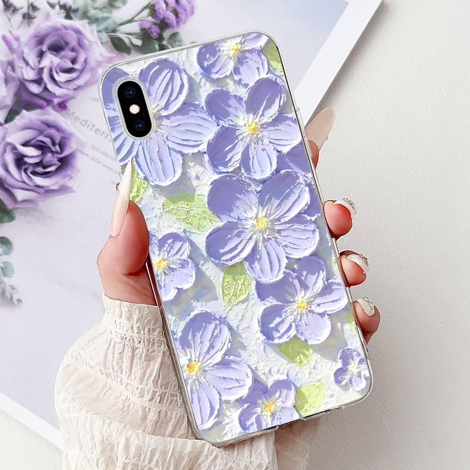 For Apple iPhone X XR XS Max Case Colorful Flowers Butterfly Painted Cover Soft Slim Phone Case For iPhone XS Max iPhoneX Bumper