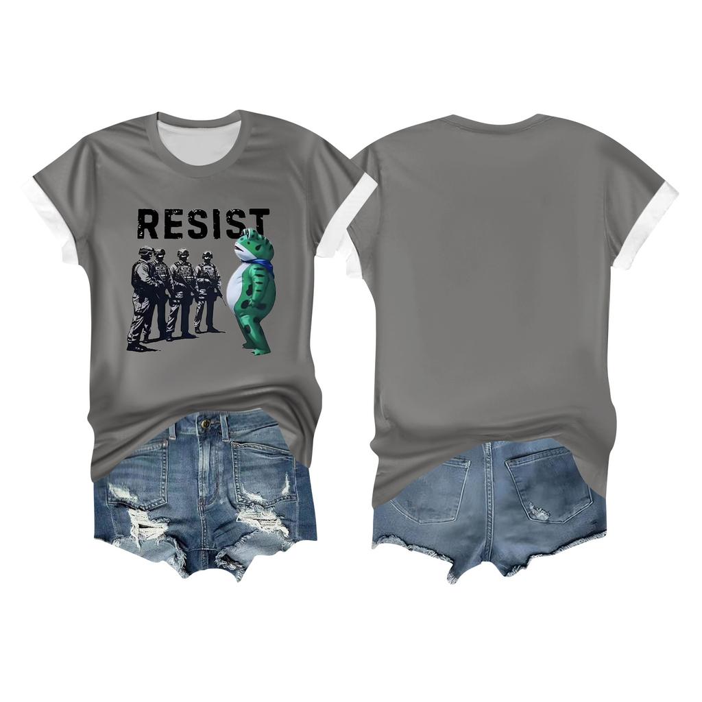 Women's Casual Printed T-shirt Round Neck Pullover Short-sleeved Top