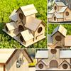 Multiple Entries Wooden Bird House Handcrafted Cedar with Arch Porch for Parakeets Finches Blue Jays Outdoor Sanctuary Decor