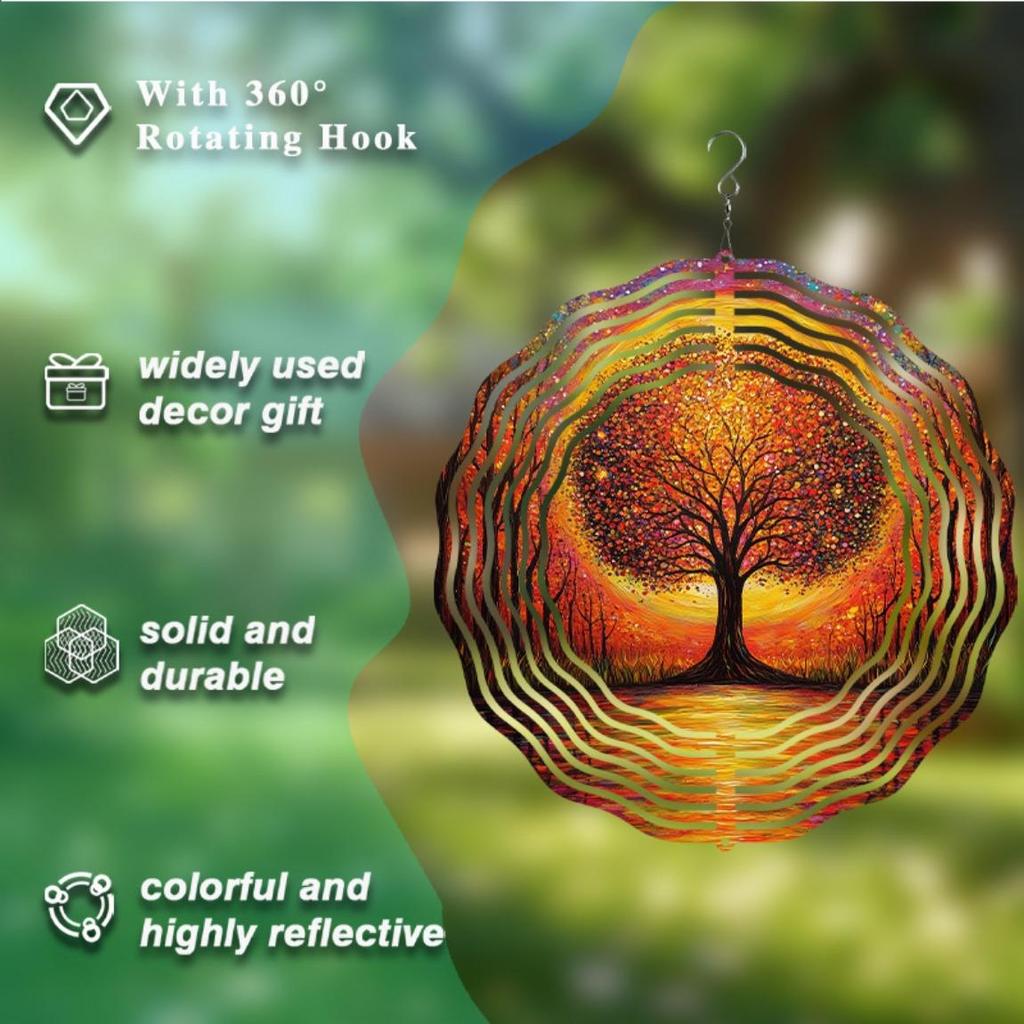 Metal Wind Chime Tree of Life Design Outdoor Garden Decor No Batteries Needed for Patio Yard Lawn