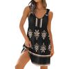 Women's Fashion V-Neck Waist Printed Sleeveless Vest Dresses