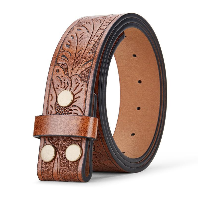 Men's Western Retro Cowboy Belt with Large Buckle - Trendy Street Style Waistband
