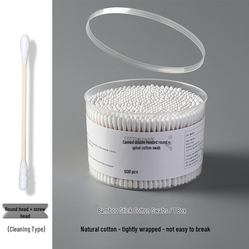 Boxed Double-Ended Bamboo Cotton Swabs for Hygiene, Ear Cleaning & Makeup Removal