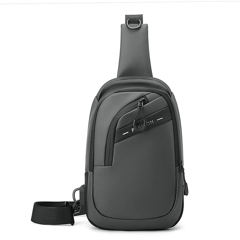 Sporty Men's Waterproof Sling Bag - USB Power Bank Port + Multi-Compartment Chest Pack (Anti-Sweat & Durable Design)