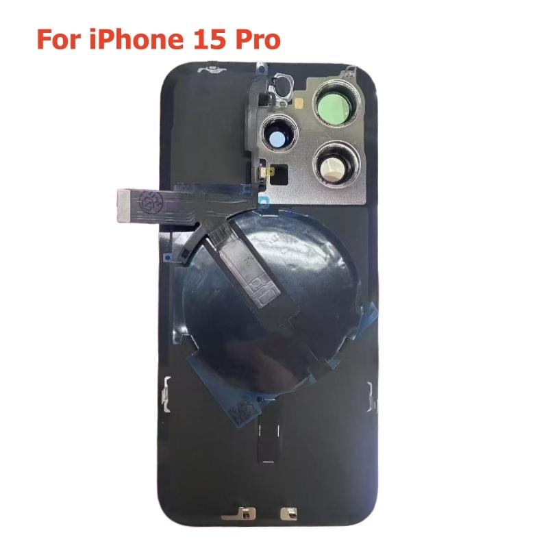 Для iPhone 15 Pro Max 15Plus 15Pro Замена заднего стекла Задняя крышка корпуса с беспроводным шлейфом Металлическая пластина Часть