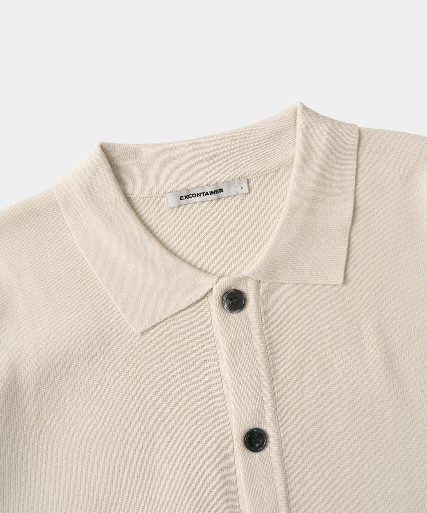 Excontainer Essential Collar Half Knit Cardigan (Ivory)