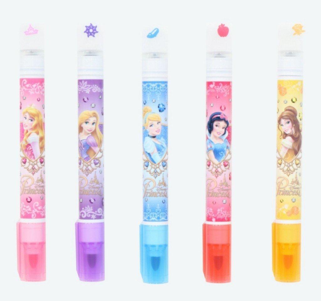 Disney Princess Color Pen Set with and Snow White Resort Stamps Belle, Ariel, Cinderella, Aurora, Rapunzel, [Disney Exclusive]