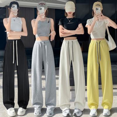 Korean Spring and Summer Lazy, Tight Waist Straight-leg Casual Pants Loose and Versatile Wide-leg Pants